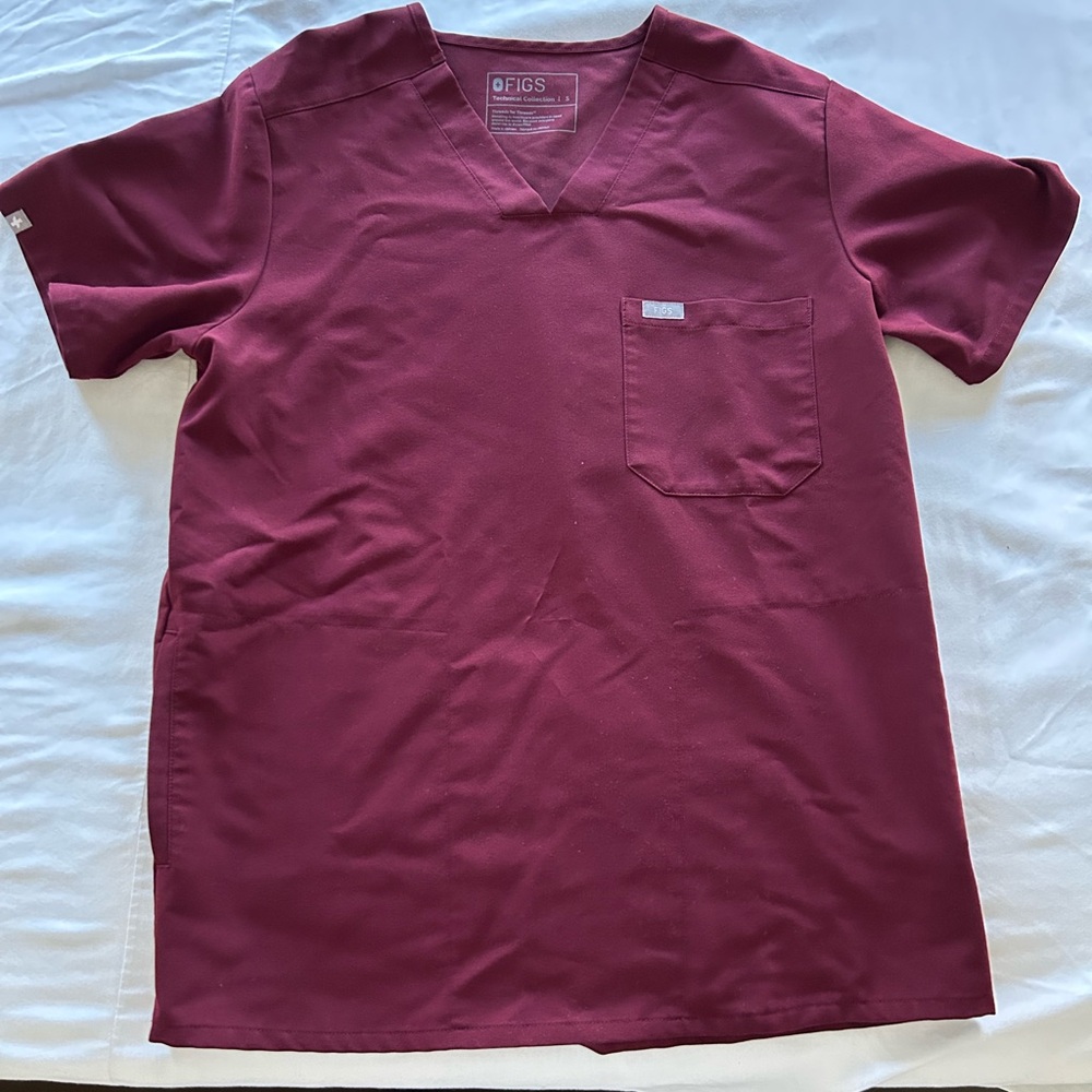 Figs Red Joggers and Scrub Top